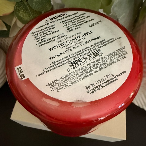 🆕🎄 BATH & BODY WORKS “WINTER CANDY APPLE“ BOW LID THREE WICK CANDLE. BRAND NEW. - Picture 6 of 7